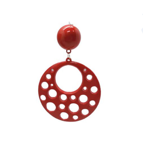 Flamenco Earrings in Plastic with Holes. Red